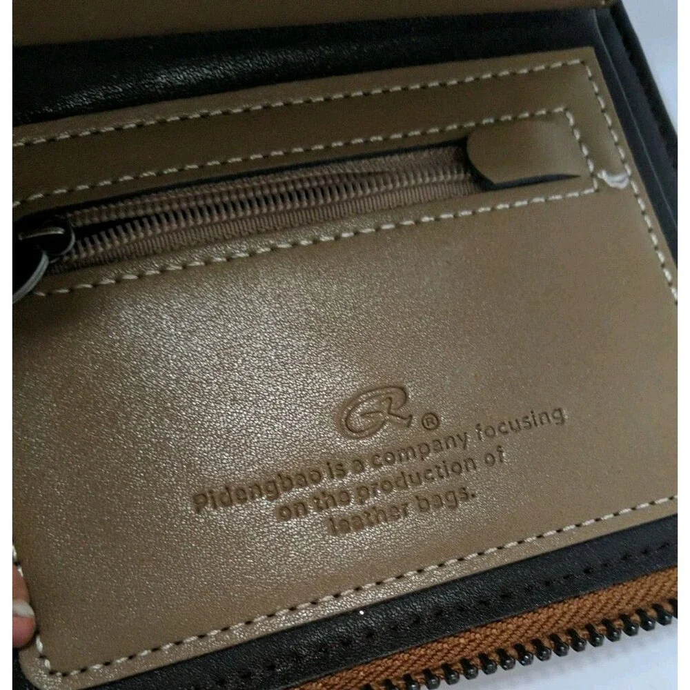 Pidengao Retro Leather Wallet w/ Multi-functional Storage Zipper-up Wallet